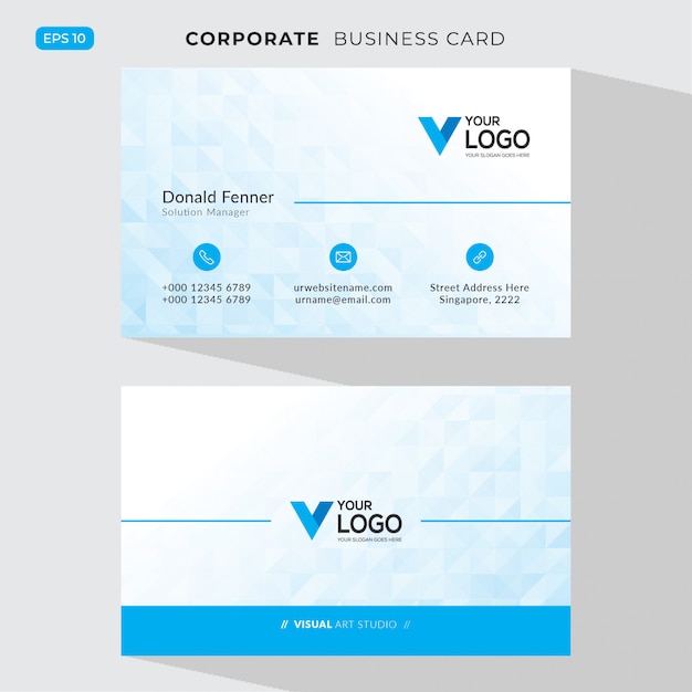 Cartão corporativo elegante azul