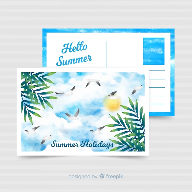 Cartão das férias de verão da aguarela