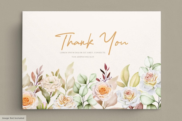 Cartão de agradecimento floral desenhado à mão romântico