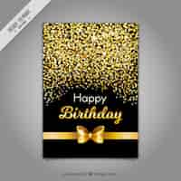 Vetor grátis cartão de aniversário com curva dourada