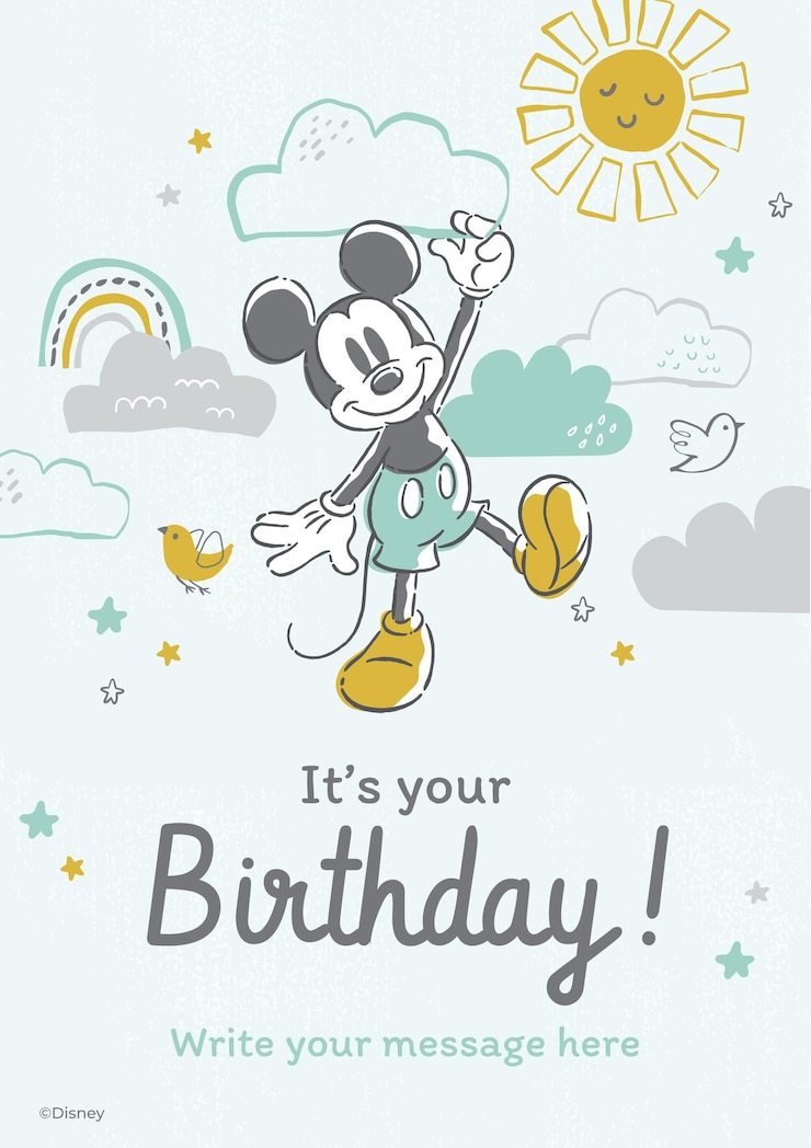 Vetor grátis cartão de aniversário do mickey mouse