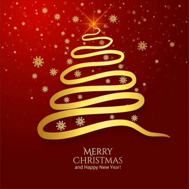 Cartão de árvore de natal dourada de linha mínima