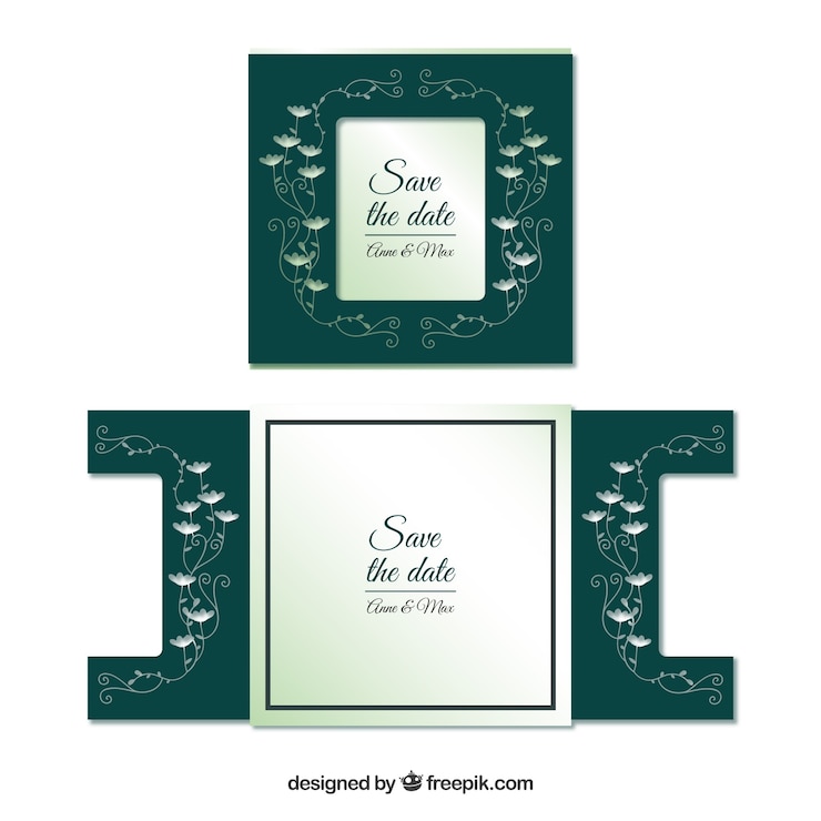 Vetor grátis cartão de casamento decorativo com corte a laser