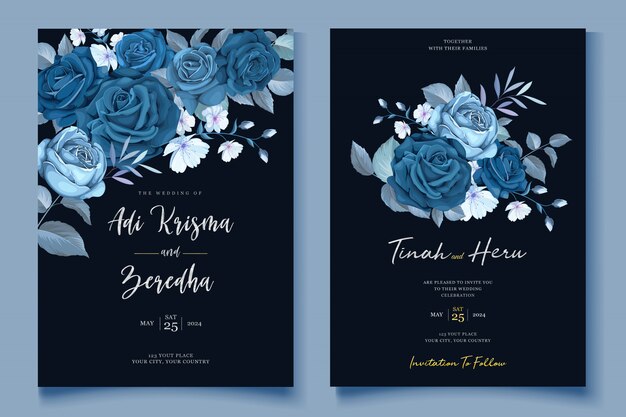Cartão de casamento elegante coroa de flores