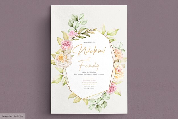 Cartão de casamento floral em aquarela romântico