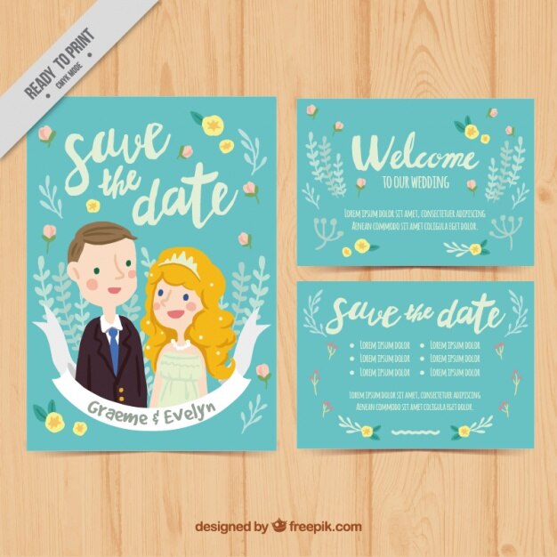 Vetor grátis cartão de casamento lindo no estilo do vintage