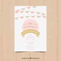Vetor grátis cartão de convite de casamento com bandeirolas