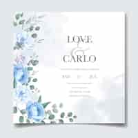 Vetor grátis cartão de convite de casamento com bela mão desenhada floral