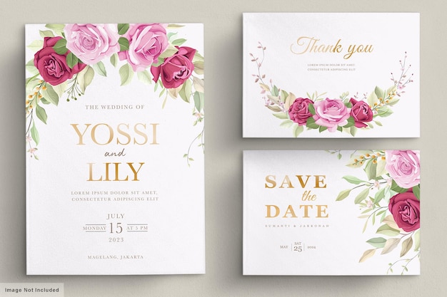 Cartão de convite de casamento com lindas flores