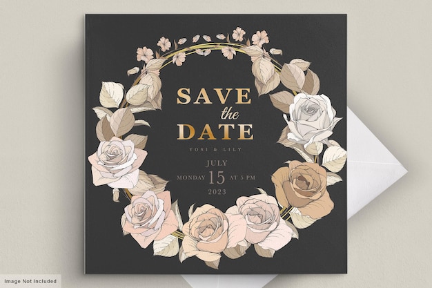Cartão de convite de casamento com lindas flores