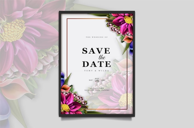 Cartão de convite de casamento de luxo para salvar a data