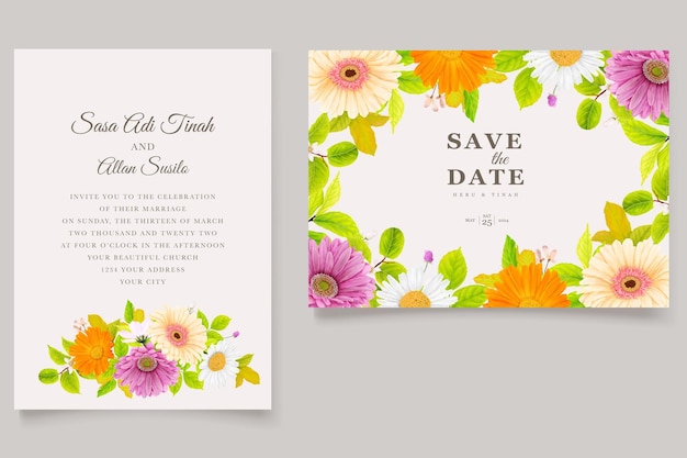 Vetor grátis cartão de convite de casamento design floral