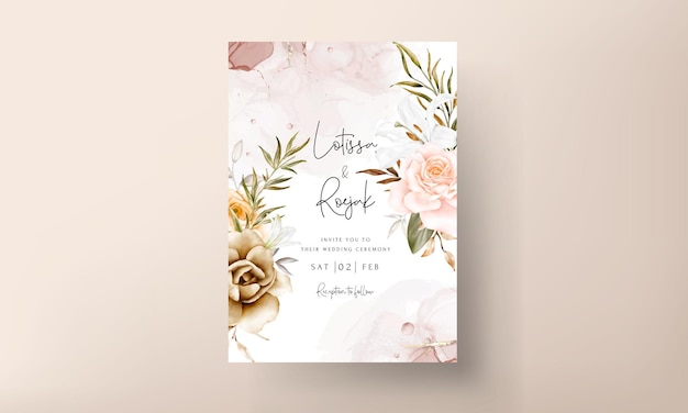 Vetor grátis cartão de convite de casamento floral desenhado à mão romântico