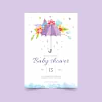 Vetor grátis cartão de convite do chuveiro de bebê pintado à mão chuva de amor