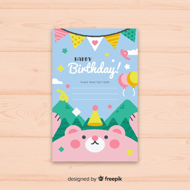 Cartão de convite plana feliz aniversário