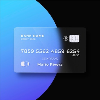 Cartão de crédito com efeito de vidro realista