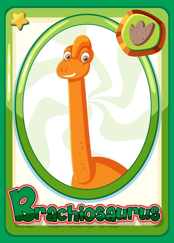 Vetor grátis cartão de desenho animado de dinossauro brachiosaurus