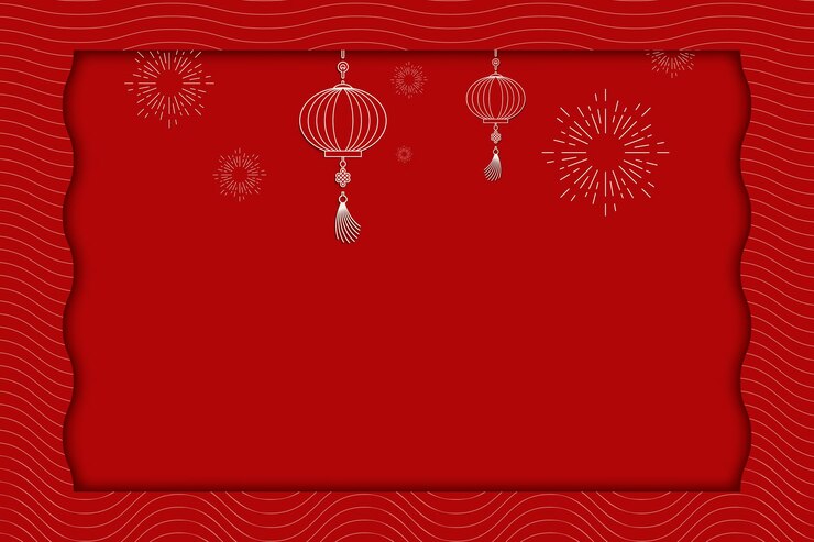 Vetor grátis cartão de desenho de lanterna vermelha chinesa tradicional com espaço de cópia