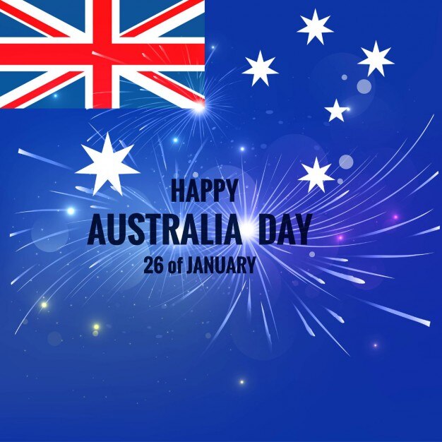 Cartão de Dia da Austrália com fogos de artifício