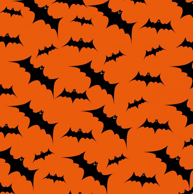 Cartão de dia das bruxas com morcegos voando padrão
