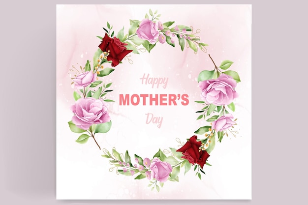 Cartão de dia das mães com flores elegantes