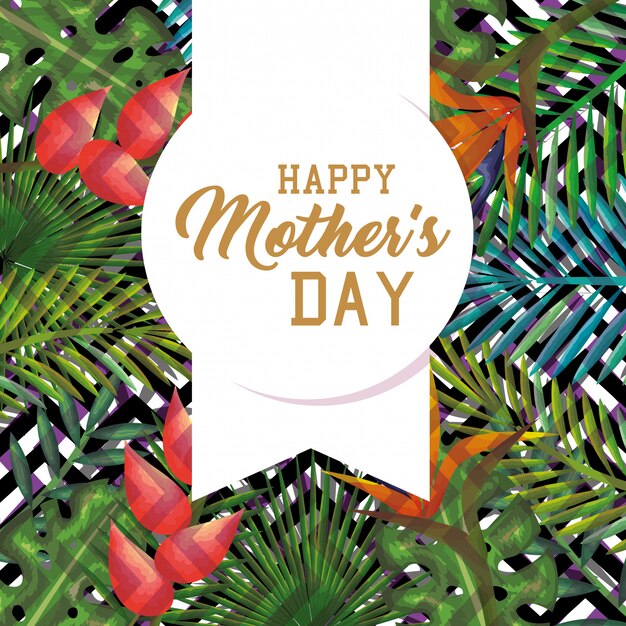 cartão de dia das mães feliz com decoração floral