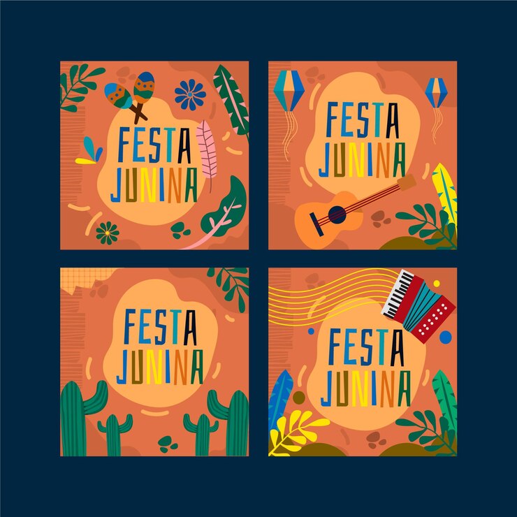 Vetor grátis cartão de festa junina definir conceito de modelo