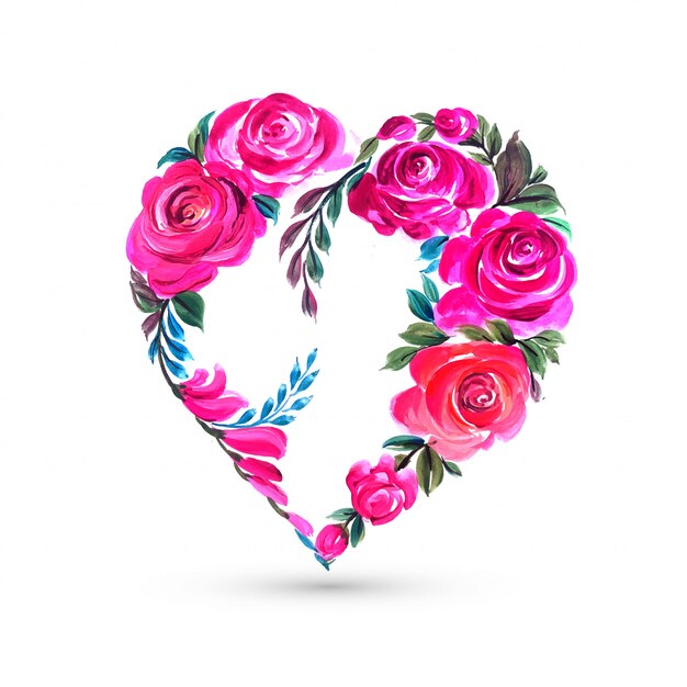 Cartão de forma decorativa colorida coração dia dos namorados flor