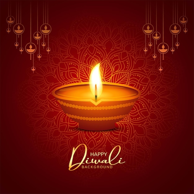 Cartão de fundo de celebração do festival de lâmpadas de óleo decorativas de Diwali