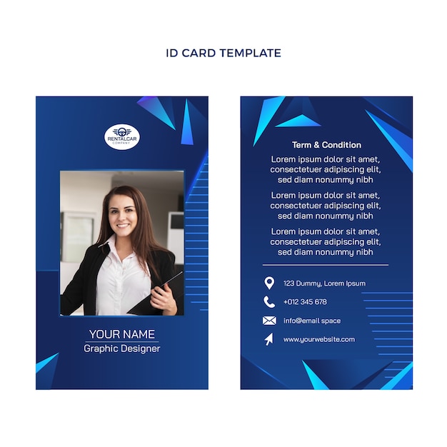 Vetor grátis cartão de identificação de aluguel de carro gradiente