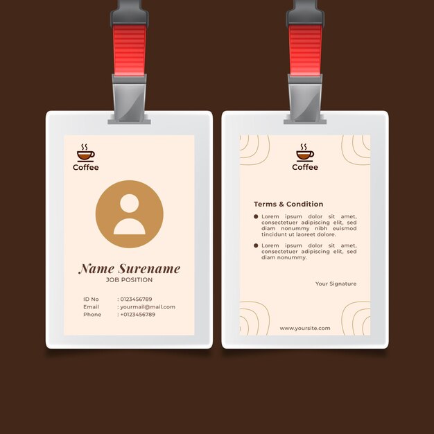 Cartão de identificação de café de qualidade premium
