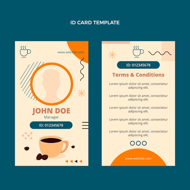 Cartão de identificação de café mínimo de design plano