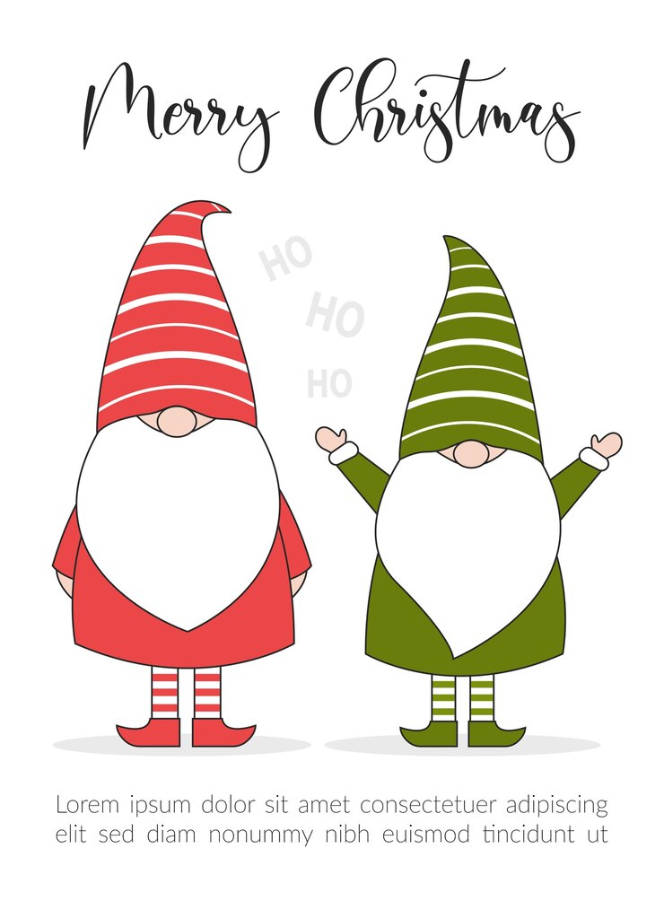 Vetor grátis cartão de ilustração de feliz natal com duendes.
