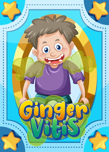 Cartão de jogo de personagem com a palavra ginger vitis