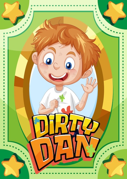 Cartão de jogo de personagens com a palavra dirty dan