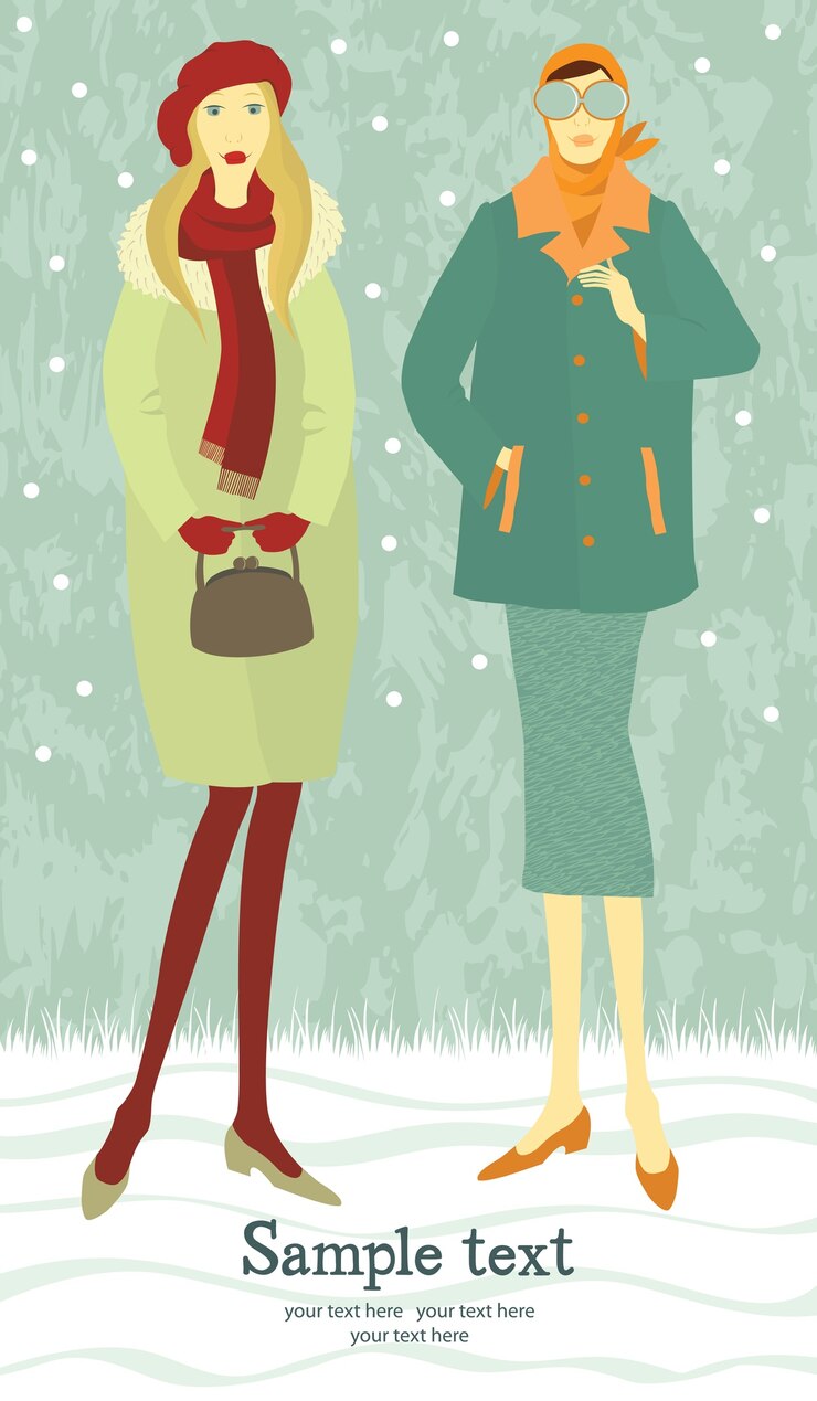 Vetor grátis cartão de meninas de inverno
