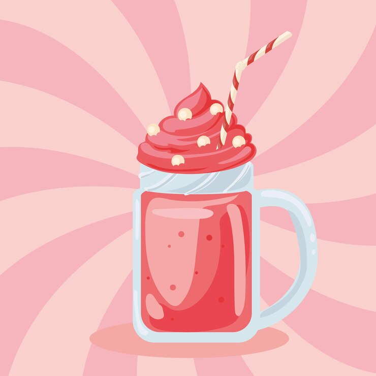 Vetor grátis cartão de milkshake de cereja com doces
