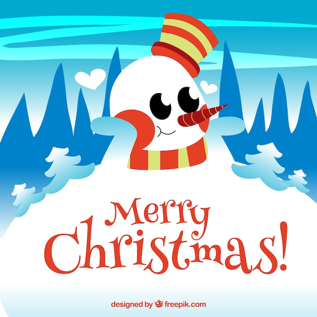 Vetor grátis cartão de natal boneco de neve engraçado