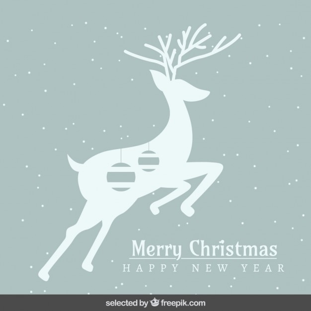 Vetor grátis cartão de natal com cervos silhueta