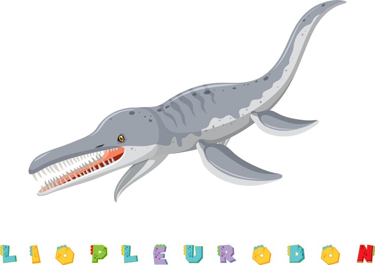 Vetor grátis cartão de palavras de dinossauro para liopleurodon