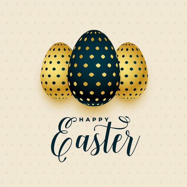 Cartão de Páscoa com três ovos de ouro