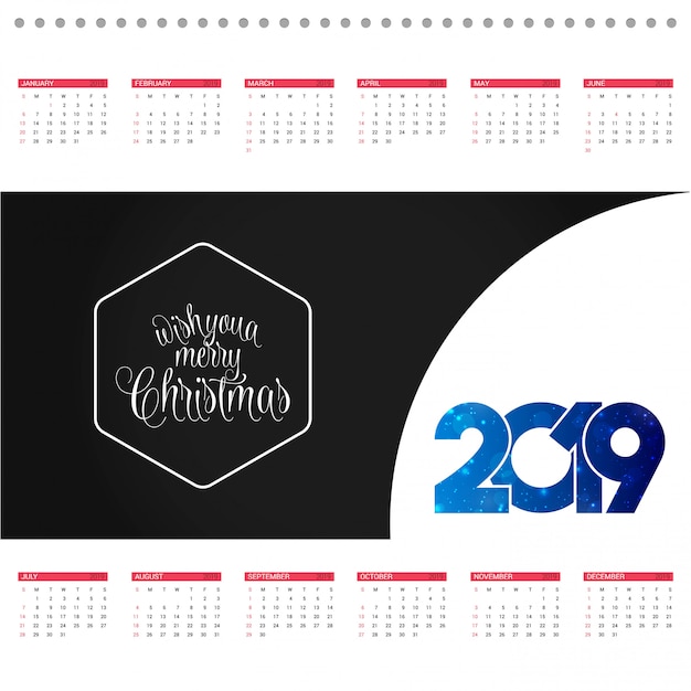 Cartão de projeto de calendário de natal com vetor de fundo criativo