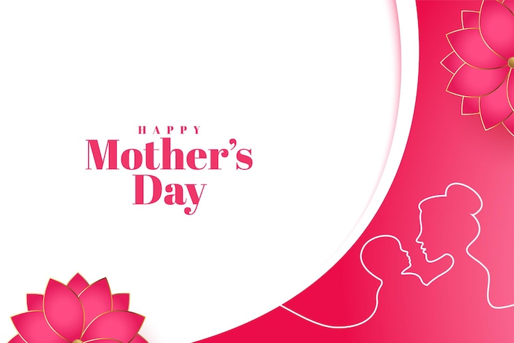 Vetor grátis cartão-de-rosa do dia das mães com a mãe segurando o bebê