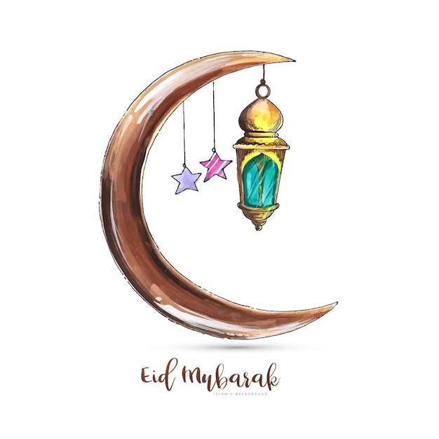 Cartão de saudação de Eid Mubarak para fundo de férias muçulmanas
