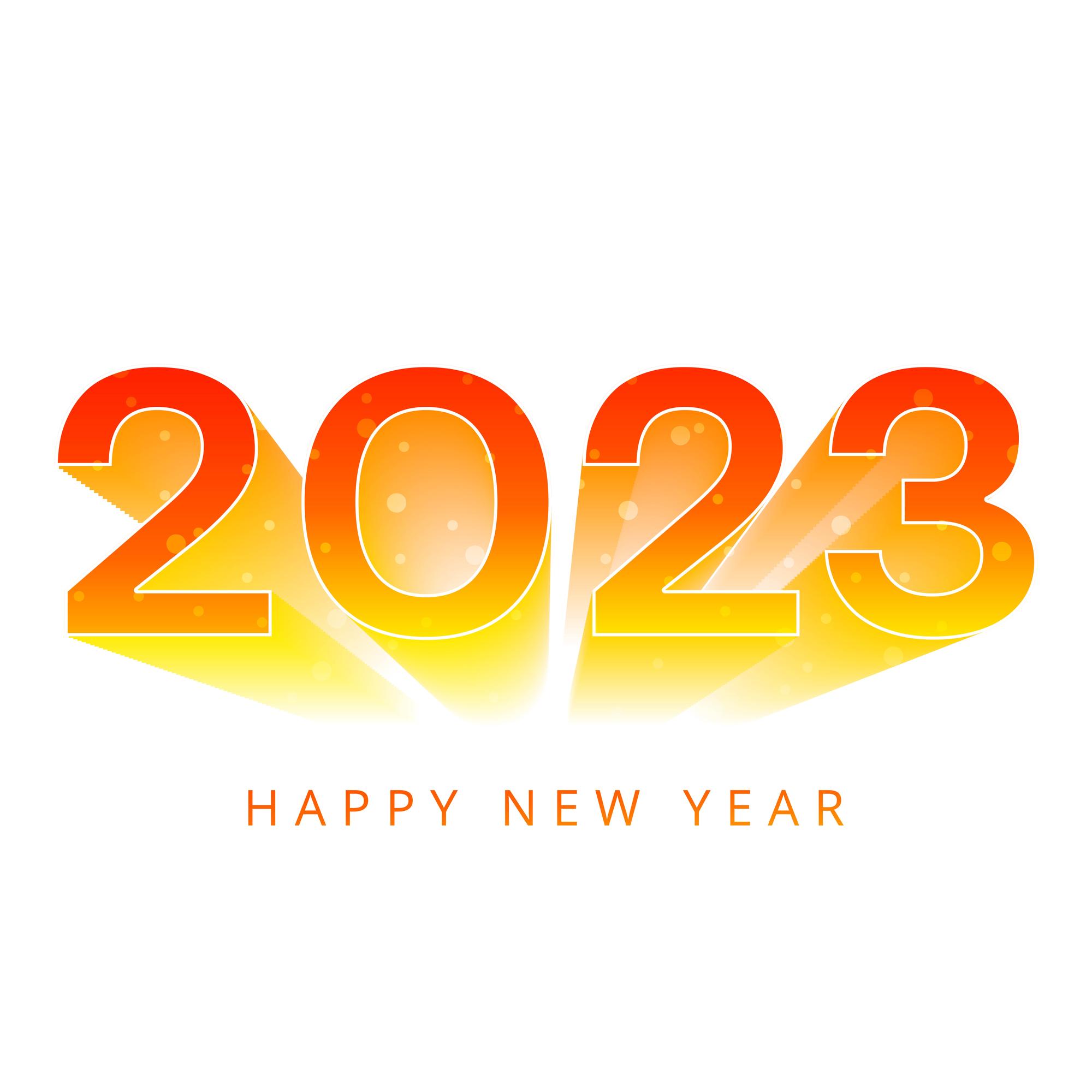 Vetor grátis cartão de saudação feliz ano novo colorido fundo de celebração de 2023