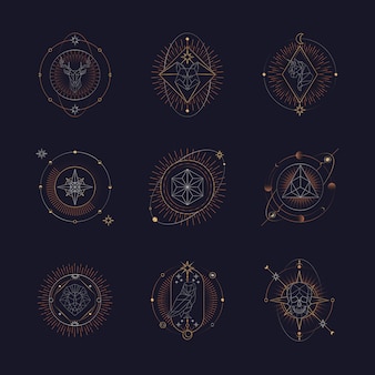 Cartão de tarô de símbolos geométricos astrológicos