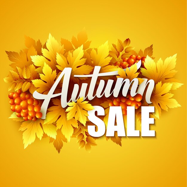 Cartão de venda de outono com folhas