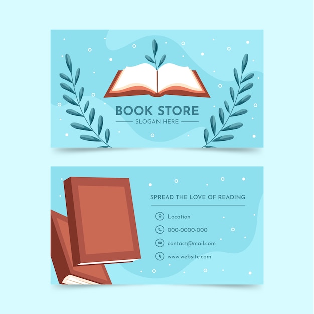 Vetor grátis cartão de visita de livraria de design plano