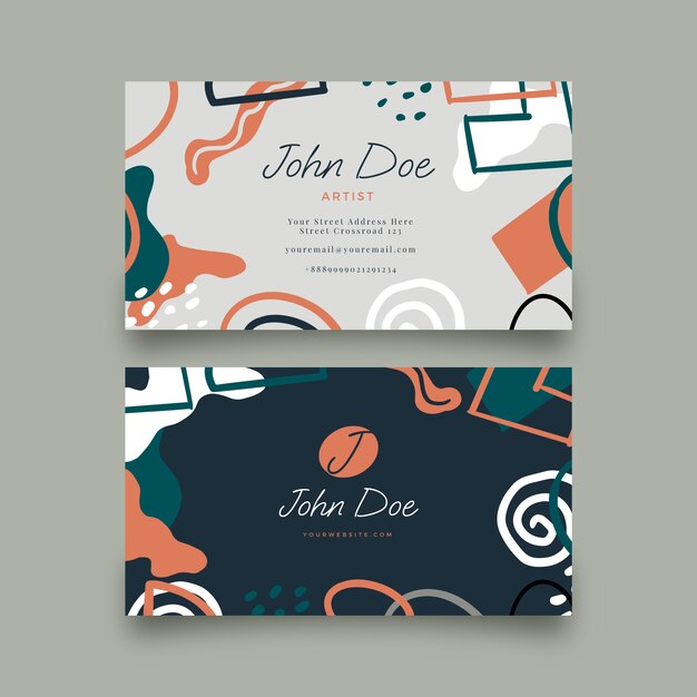 Cartão de visita elegante de design plano desenhado à mão