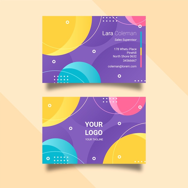 Cartão de visita estilo memphis com círculos coloridos